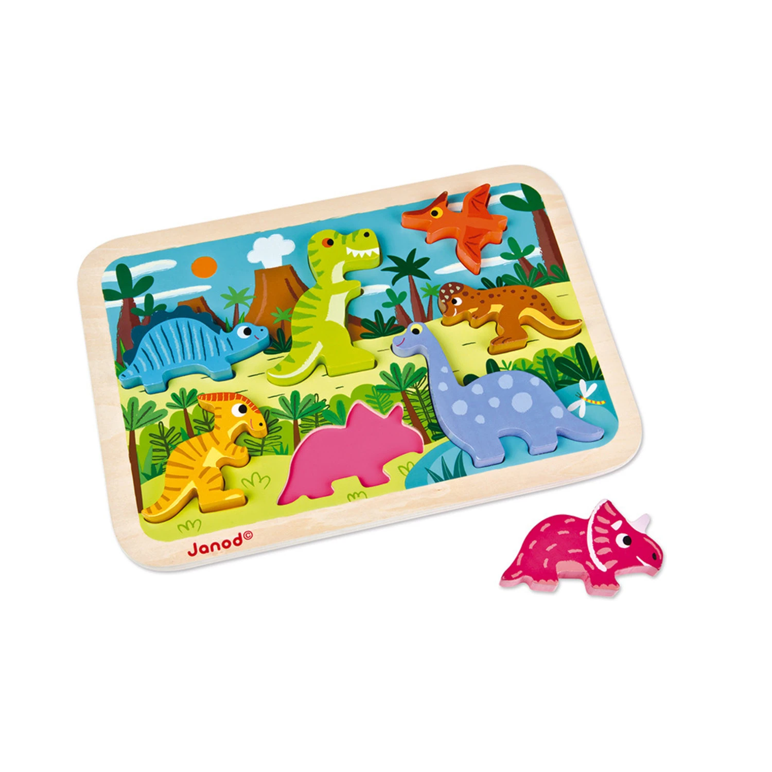 Janod Chunky Puzzle Dinosaures (7 Pièces) 1 Janod Chunky Puzzle Dinosaures (7 Pièces)